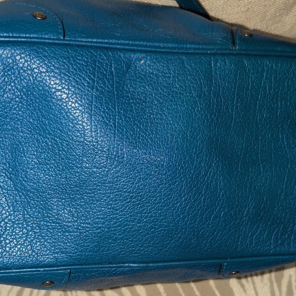 Coach Mickie Satchel In Blue Pebble Leather 2 Ways To Carry - Picture 8 of 16